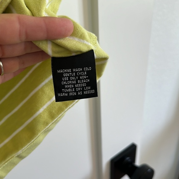 St. John's Bay Women's S Zip Neck Polo Tee Shirt Lime Green White Stripe Preppy - Picture 4 of 15